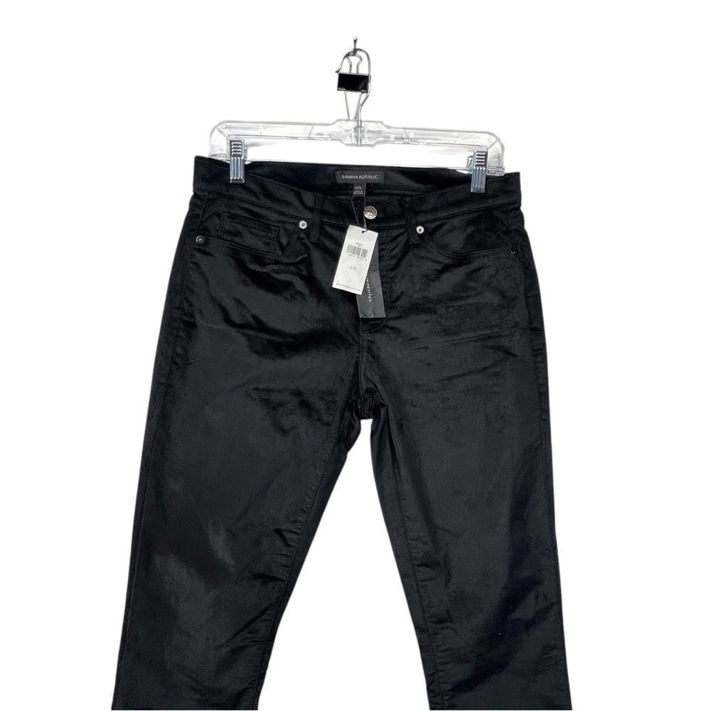 NWT Banana Republic Pants Size 27 Black Velvet Mid Rise Slim Fit Vintage Classic
